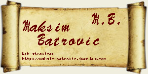 Maksim Batrović vizit kartica
